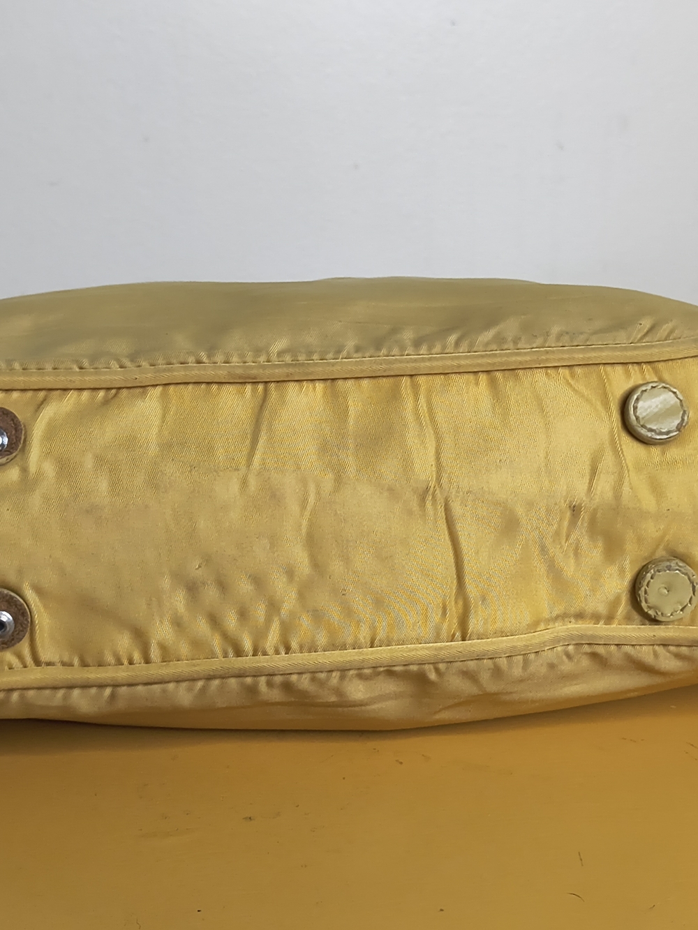 Authentic PRADA Tessuto Nylon Hobo Shoulder Bag In Rare Mustard Yellow Y2K Large - Picture 10 of 13